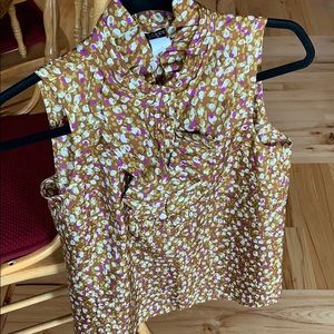 J Crew Silk Sleeveless Ruffle Blouse